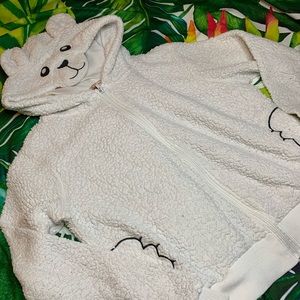 🛑SOLD🛑Poof! White Teddy Hoodie with Ears